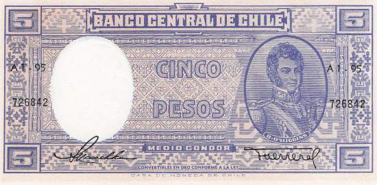 5 Pesos Chile p119-1 1958